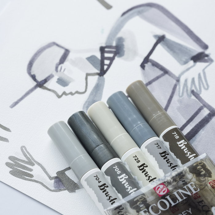 Ecoline Ecoline Brush Pen estuche Sombra | 5 colores Ecoline Ecoline Brush Pen estuche Sombra | 5 colores